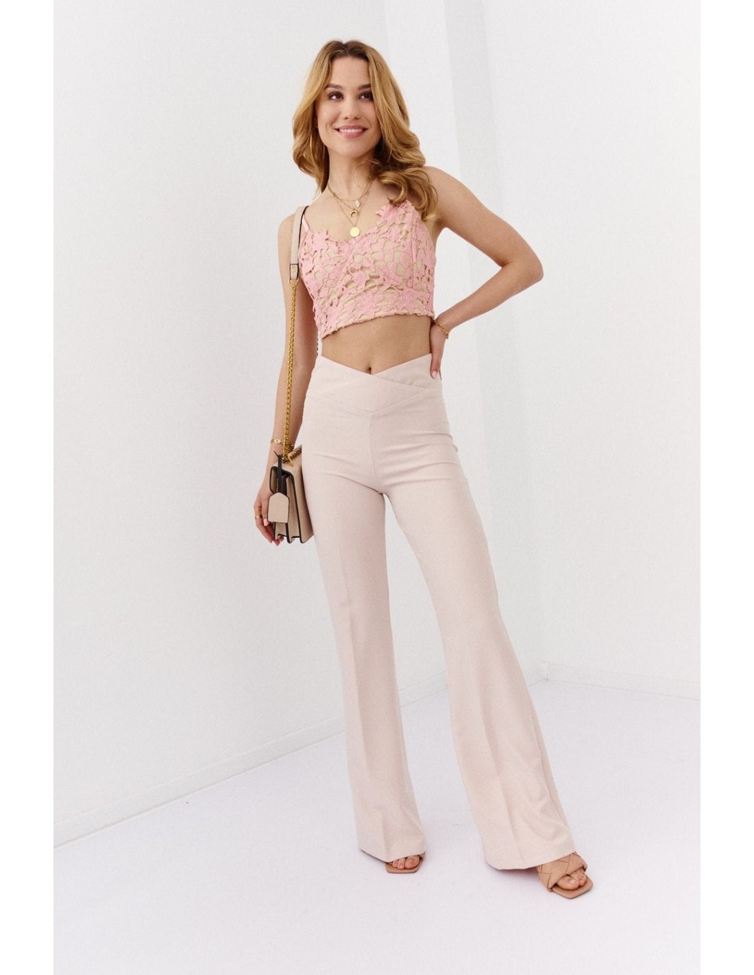 Light pink top with thin straps ZZ251 - Online store - Boutique